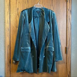 Torrid Blue Teal Velvet Blazer Size 5